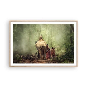 Poster in einem Rahmen aus heller Eiche - Neues Dschungelbuch - 91x61 cm