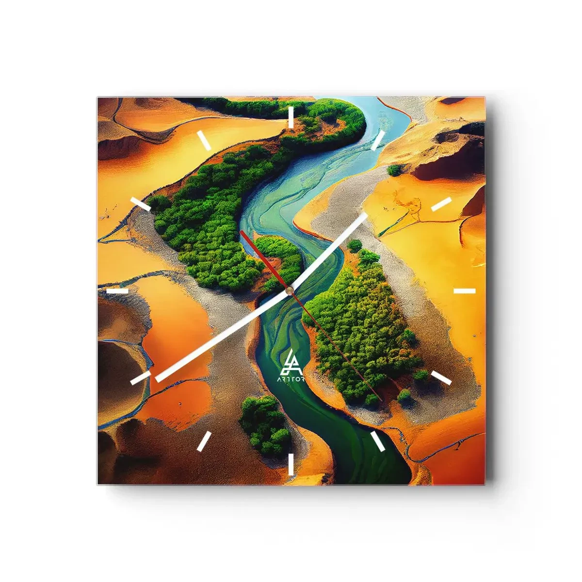 Wanduhr - Glasuhr - Lebensspendender Fluss - 40x40 cm