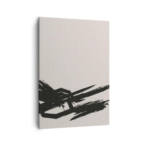 Bild auf Leinwand - Leinwandbild - Dynamische Pinselstriche in Schwarz auf hellem Hintergrund - 50x70cm - Unaufhaltsamer Trieb - Moderne Wanddekoration für Wohnzimmer und Schlafzimmer ARTTOR