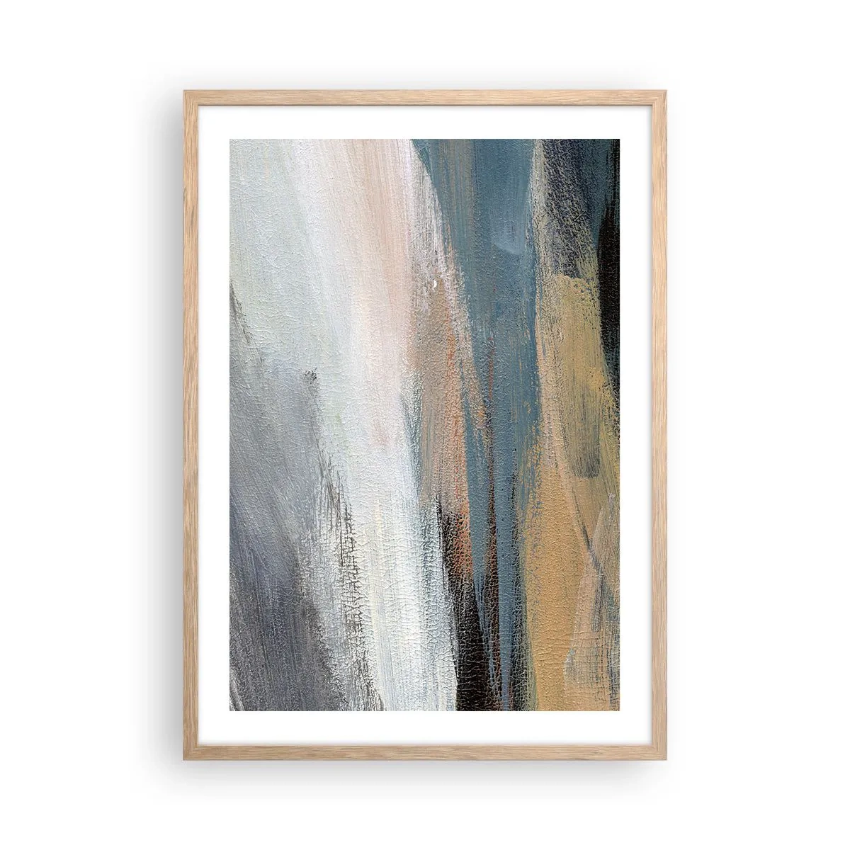 Poster in einem Rahmen aus heller Eiche - Abstraktion: nördliche Landschaft - 50x70 cm