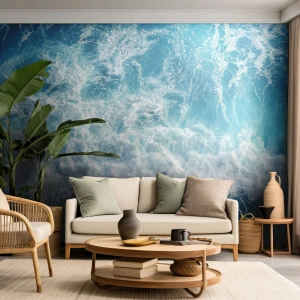 Maßgeschneiderte Fototapete Premium Sand - Freudig und springend - Meer, Meereswelle, Natur