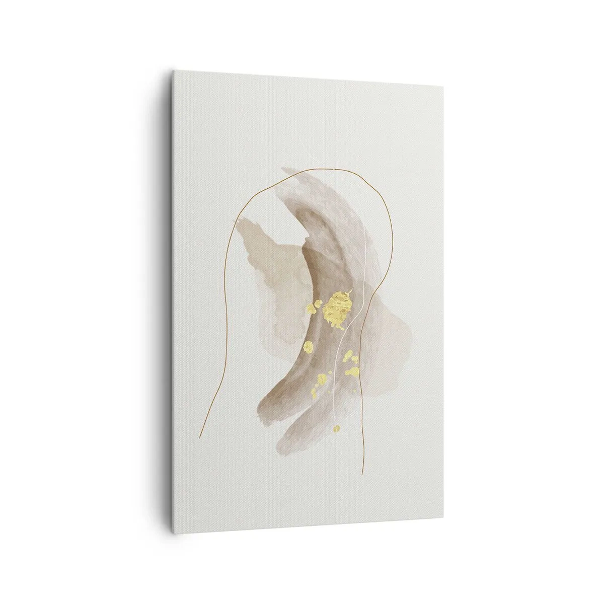 Bild auf Leinwand - Leinwandbild - Eine abstrakte Komposition in Beige- und Goldtönen. - 80x120cm - Im Weltraum begegnet - Moderne Wanddekoration für Wohnzimmer und Schlafzimmer ARTTOR