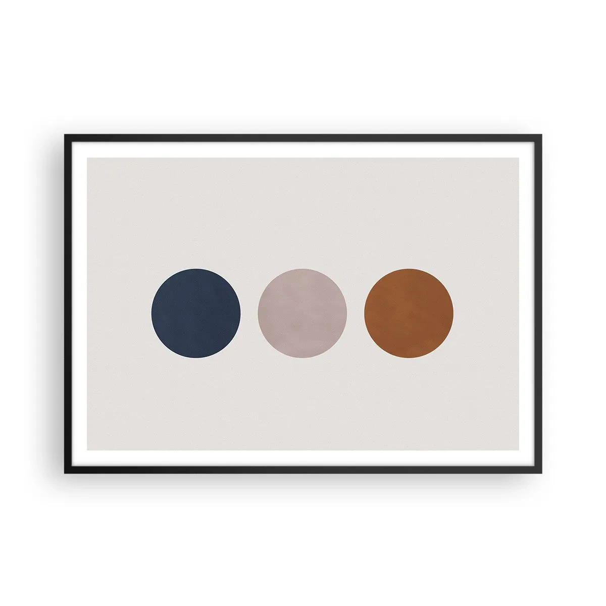 Poster in einem schwarzem Rahmen - Eine minimalistische Komposition mit drei farbigen Kreisen - 100x70cm - Ein Symbol für Exzellenz - Moderne Wanddekoration für Wohnzimmer und Schlafzimmer ARTTOR