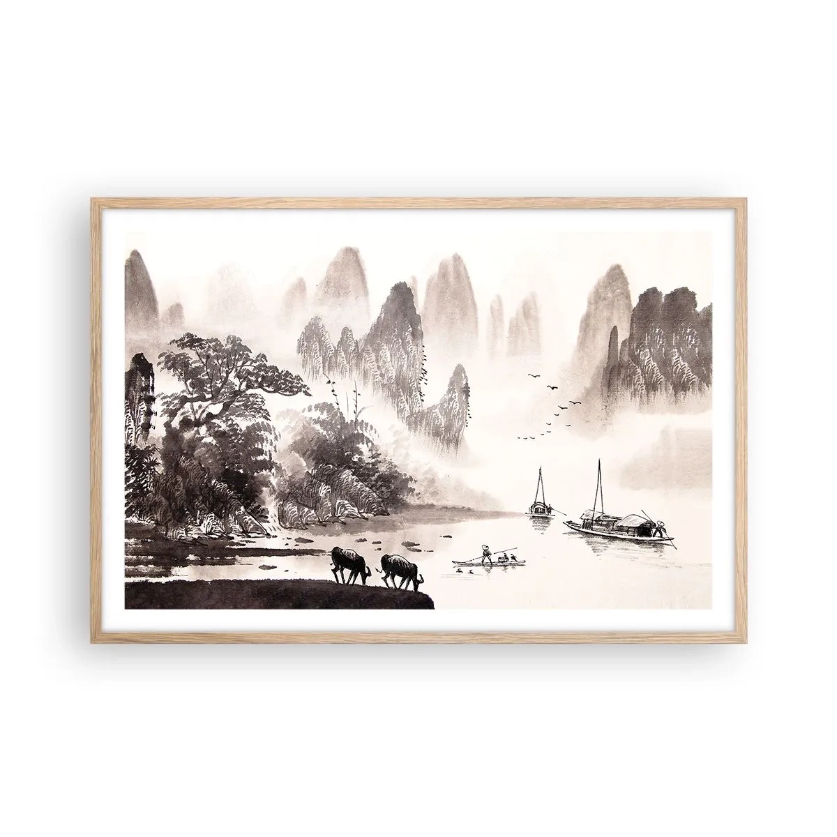 Poster in einem Rahmen aus heller Eiche - Der exotische Alltag des Ostens - 91x61 cm