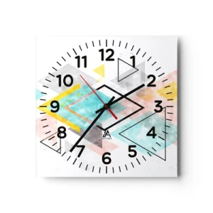 Wanduhr - Glasuhr - Geometrisches Spiel - 40x40 cm