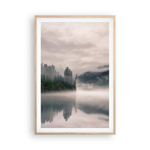 Poster in einem Rahmen aus heller Eiche - In Reflexion, im Nebel - 61x91 cm