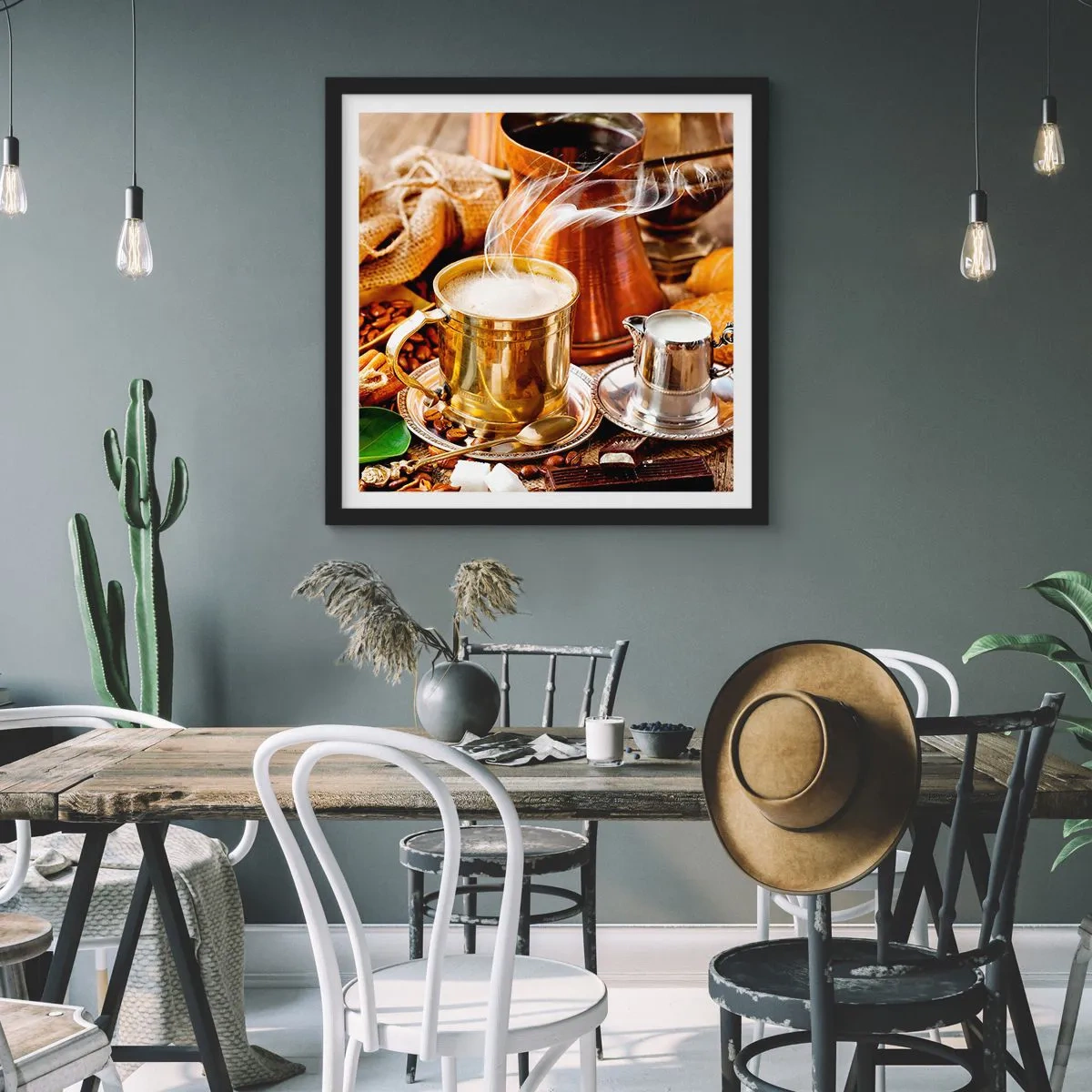 Poster in einem schwarzem Rahmen - Schönen Tag noch! - 60x60 cm