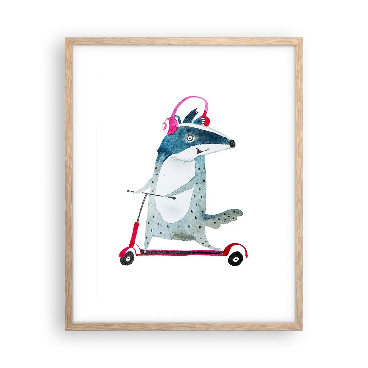 Poster in einem Rahmen aus heller Eiche - Dachsfreude - 40x50 cm