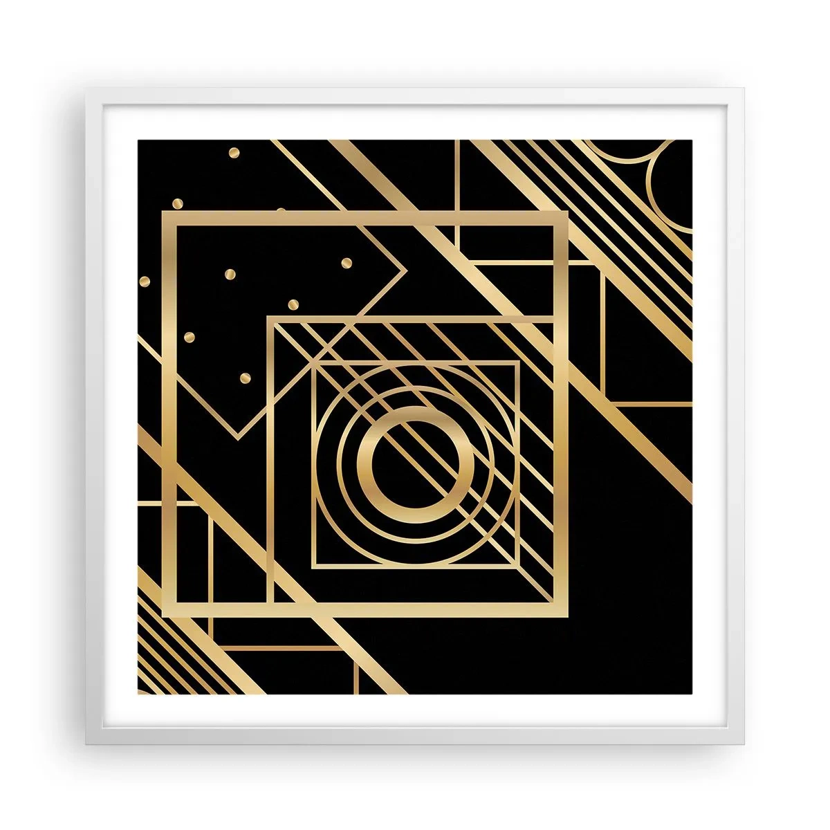 Poster in einem weißen Rahmen - Goldene Geometrie - 60x60 cm