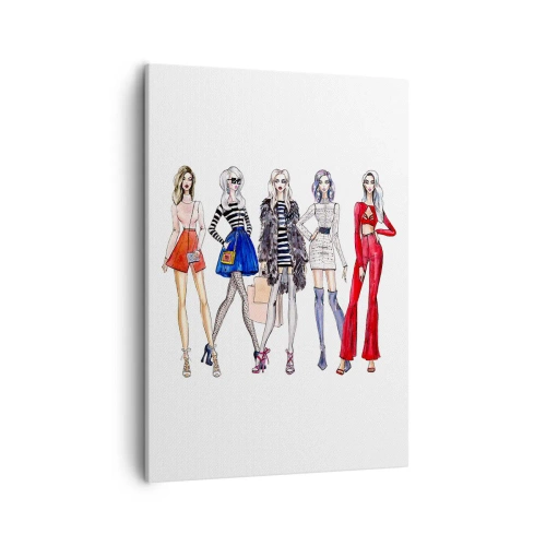Bild auf Leinwand - Leinwandbild - Stilvolle Illustrationen von Modesilhouetten - 50x70cm - Jede Woche Fashion Week - Moderne Wanddekoration für Wohnzimmer und Schlafzimmer ARTTOR