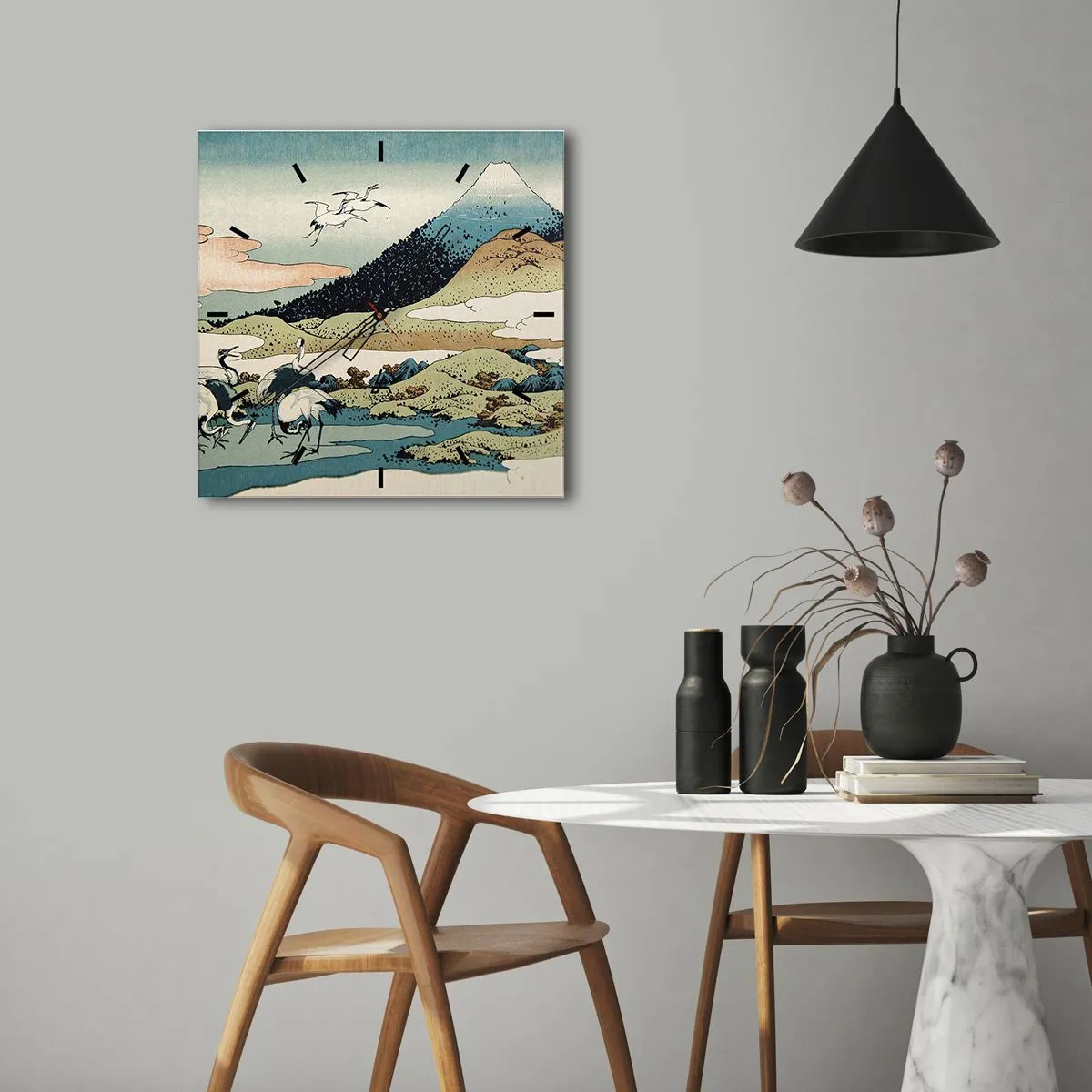 Wanduhr - Glasuhr - Im japanischen Geist - 30x30 cm