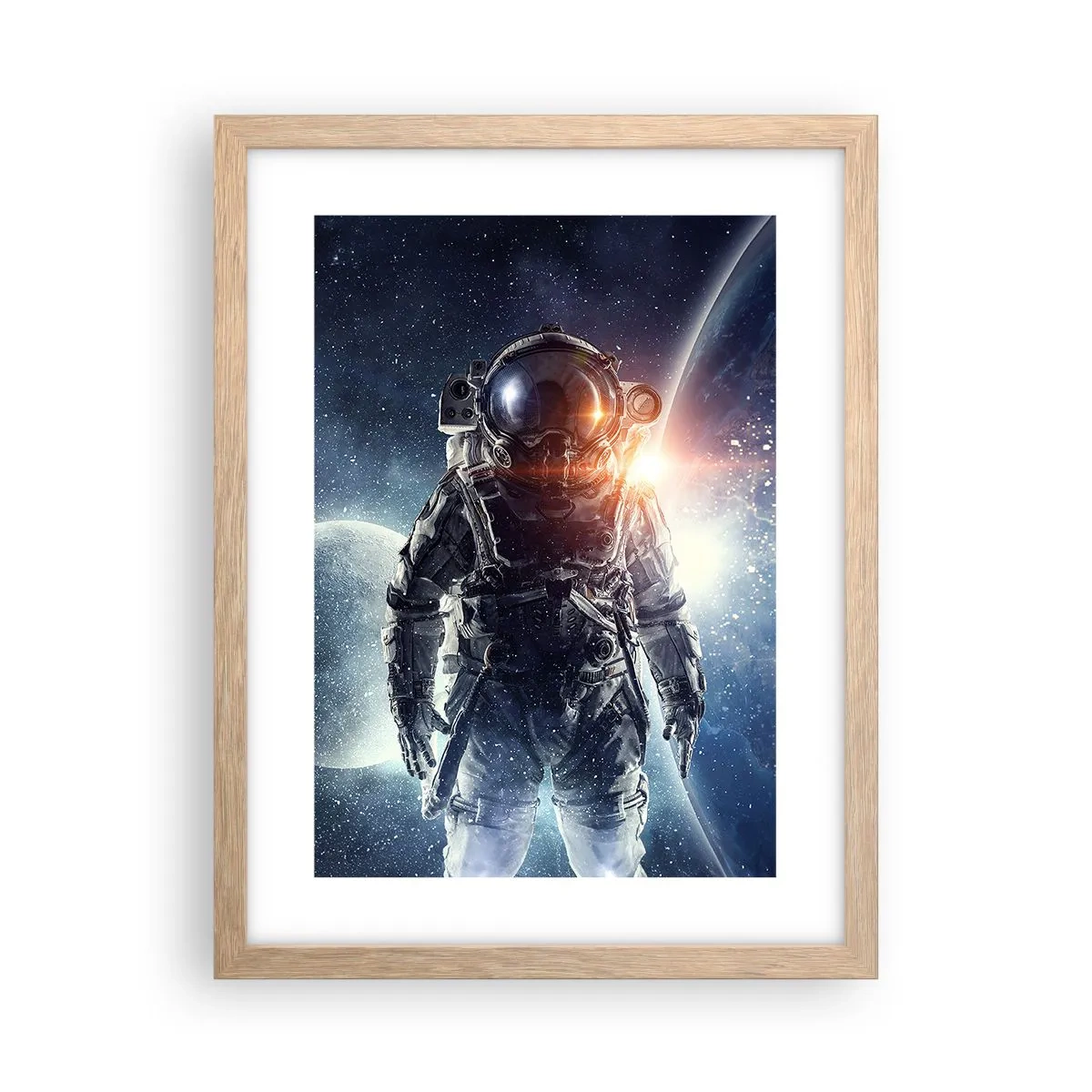 Poster in einem Rahmen aus heller Eiche - Weltraumabenteuer - 30x40 cm