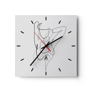 Wanduhr - Glasuhr - Minimalistischer Umriss einer weiblichen Silhouette - 30x30cm - So, wie du wirklich bist ... - Moderne Wanddekoration für Wohnzimmer und Schlafzimmer ARTTOR