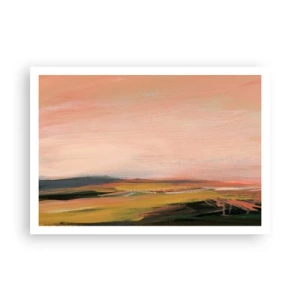 Poster - Eine Landschaft in Rosa- und Goldtönen - 100x70cm - In Rosatönen - Moderne Wanddekoration für Wohnzimmer und Schlafzimmer ARTTOR