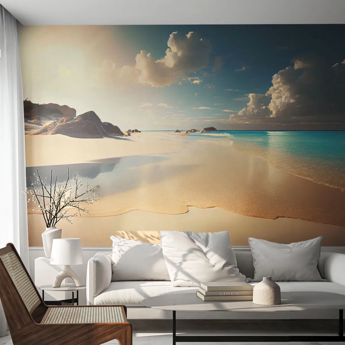 Fototapete Premium Canvas - Erträumter Tag - Wilder Strand, Ozean, Rand - 300x210 cm