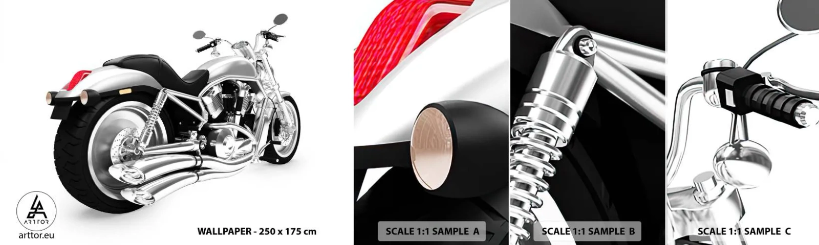 Fototapeten Muster Selbstklebend Deluxe Sticker - Ein Sammlertraum - Automobil, Motorrad, Zerhacker - 100x30 cm