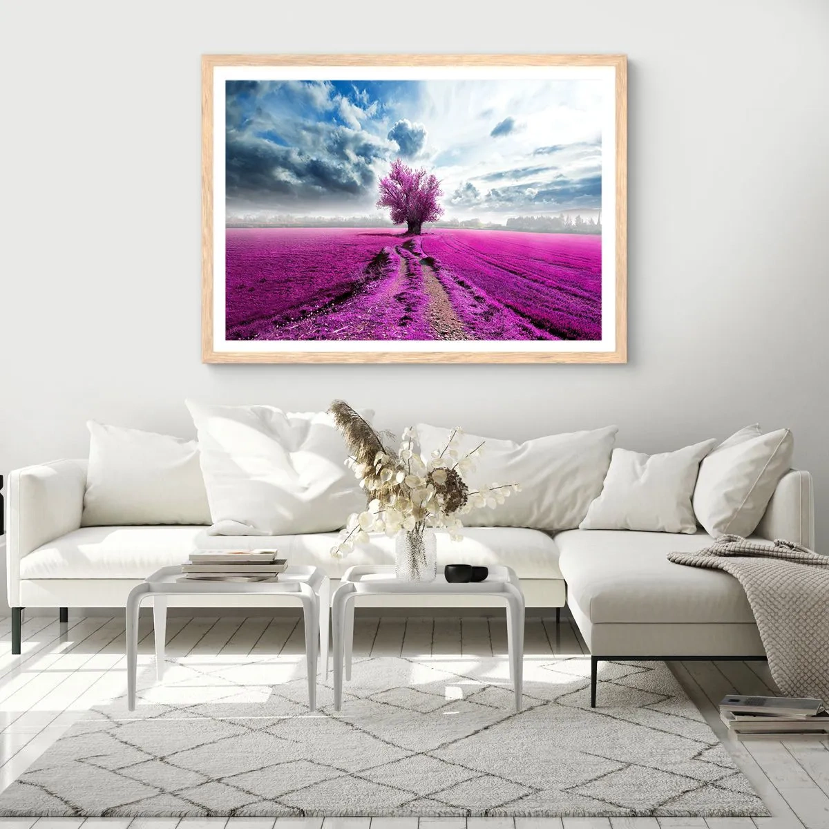 Poster in einem Rahmen aus heller Eiche - Heide - Wildnis - 70x50 cm