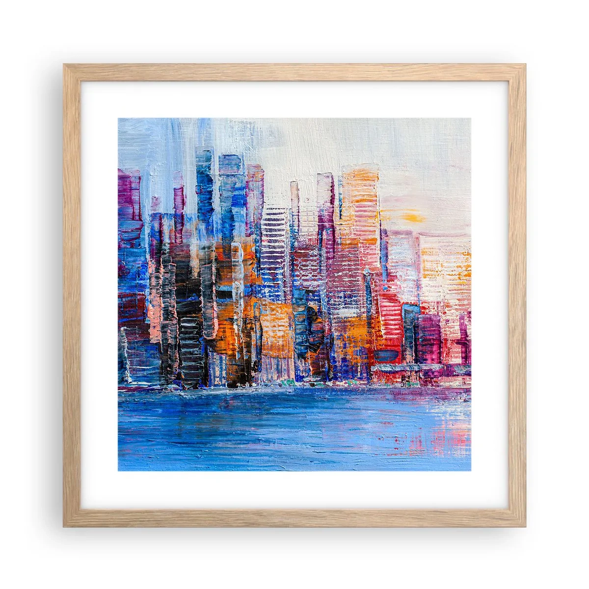 Poster in einem Rahmen aus heller Eiche - Fröhliche Metropole - 40x40 cm