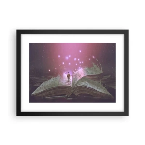 Poster in einem schwarzem Rahmen - Einladung in eine andere Welt - lesen Sie! - 40x30 cm