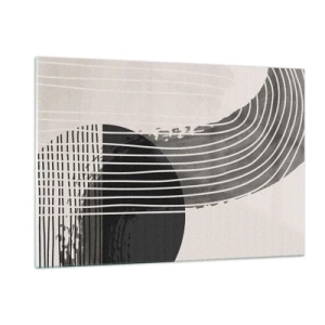 Glasbild - Bild auf glas - Schwarz-Weiß-Abstraktion mit Linien und geometrischen Formen - 120x80cm - Hin und zurück - Moderne Wanddekoration für Wohnzimmer und Schlafzimmer ARTTOR