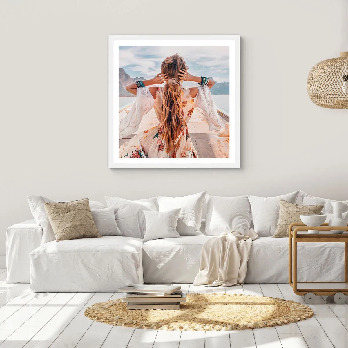 Poster in einem weißen Rahmen - Auf dem Weg zum Glück - 50x50 cm