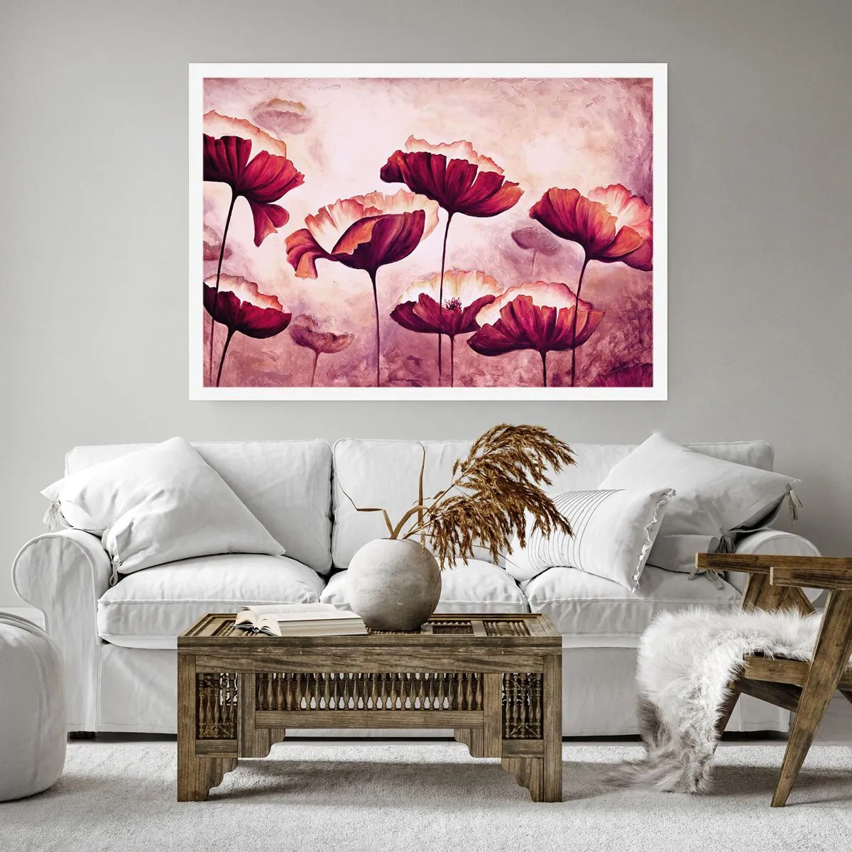 Poster - Rotes und weißes Blütenblatt - 91x61 cm