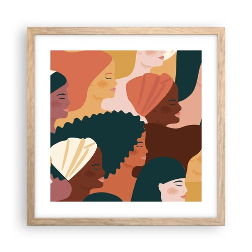 Poster in einem Rahmen aus heller Eiche - Nur Weiblichkeit - 40x40 cm