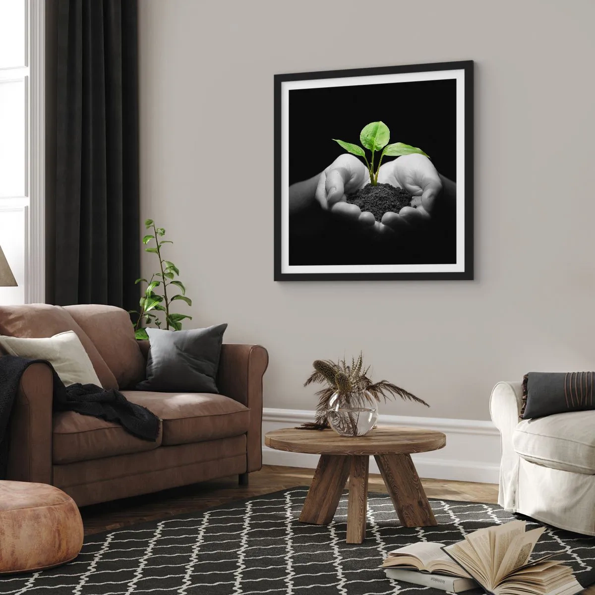 Poster in einem schwarzem Rahmen - Ich liebe die Natur, ich beschütze sie - 60x60 cm