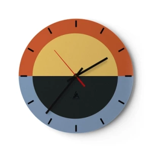 Wanduhr - Glasuhr - Farbabstraktion mit Farbkontrast - 30x30cm - Eine Komposition aus Wärme und Kühle - Moderne Wanddekoration für Wohnzimmer, Küche und Schlafzimmer ARTTOR