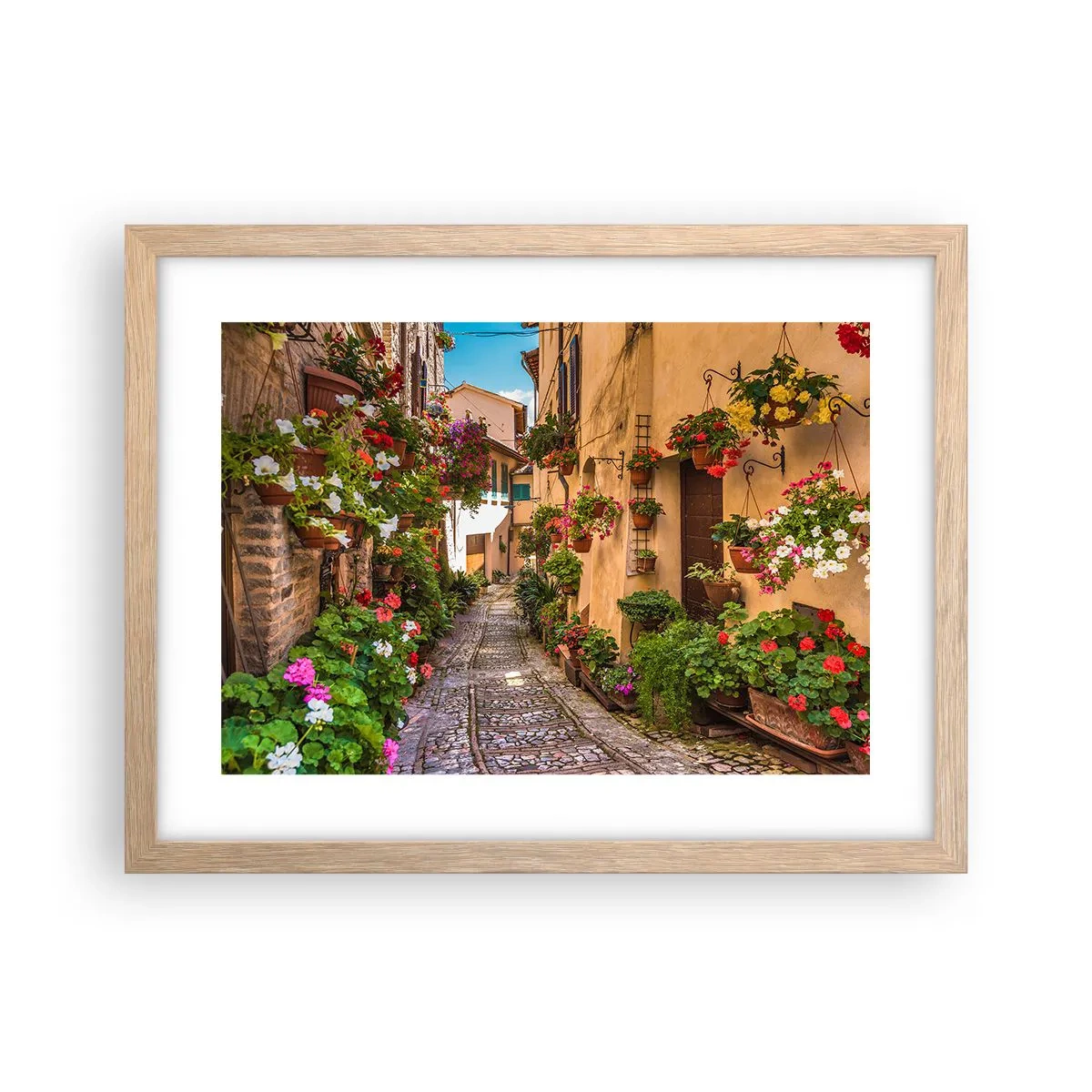 Poster in einem Rahmen aus heller Eiche - Italienische Gasse - 40x30 cm