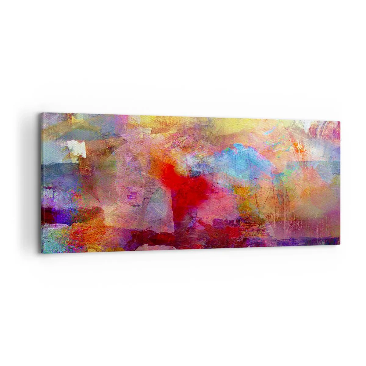 Bild auf Leinwand - Leinwandbild - Bunte Abstraktion in warmen und kühlen Farbtönen - 120x50cm - Schau in den Regenbogen - Moderne Wanddekoration für Wohnzimmer und Schlafzimmer ARTTOR