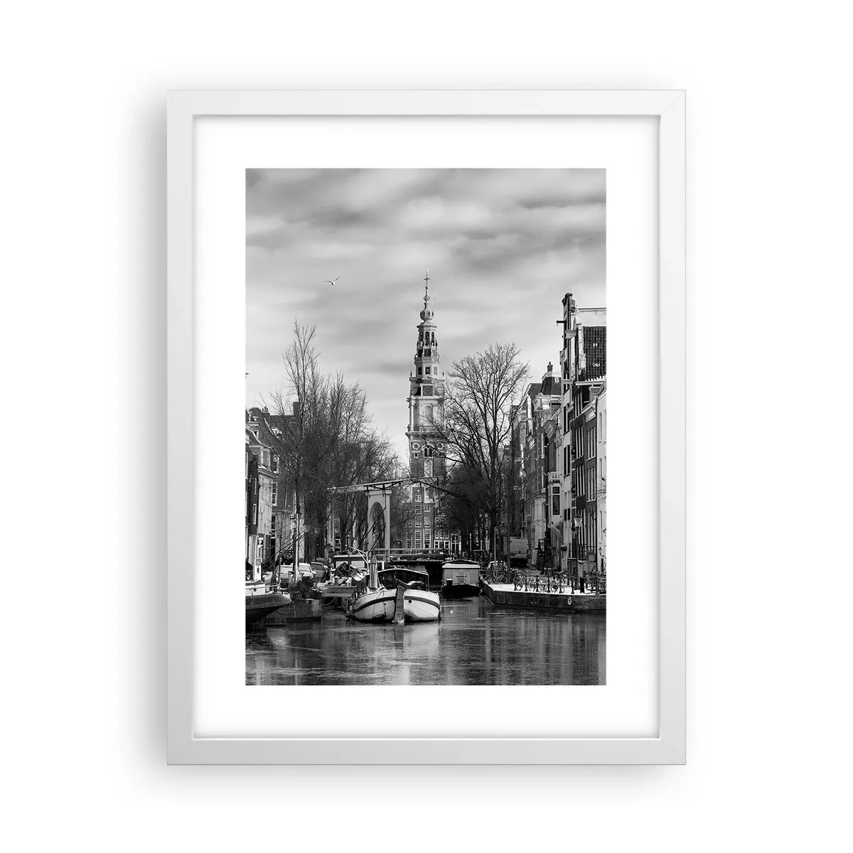 Poster in einem weißen Rahmen - Amsterdamer Atmosphäre - 30x40 cm