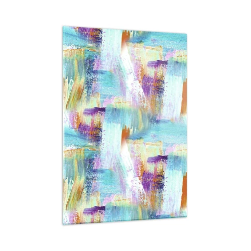 Glasbild - Bild auf glas - Farbenfrohe Abstraktion mit Pinselstrichen in Pastell- und leuchtenden Farben. - 50x70cm - Fröhlicher Labyrinth-Liner - Moderne Wanddekoration für Wohnzimmer und Schlafzimmer ARTTOR