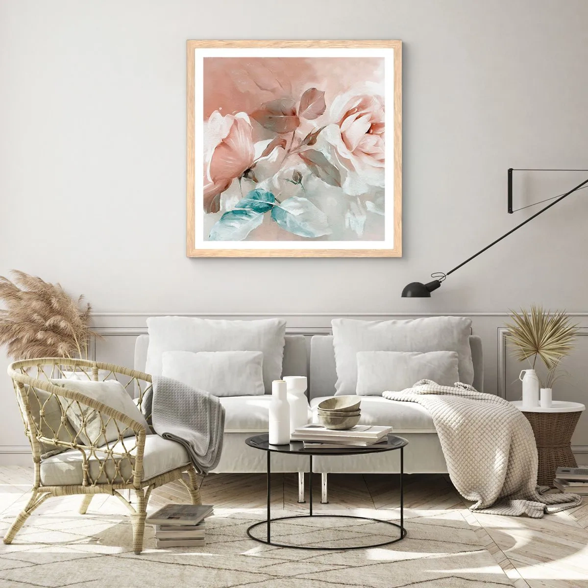 Poster in einem Rahmen aus heller Eiche - Geist der Romantik - 30x30 cm