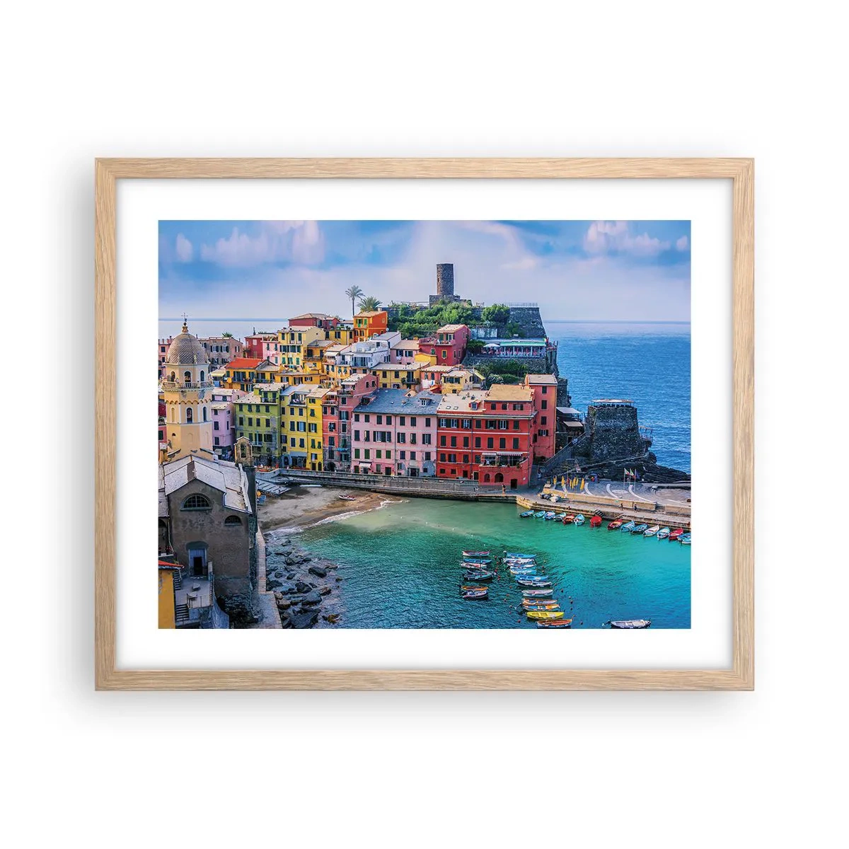 Poster in einem Rahmen aus heller Eiche - Mediterrane Zauberstadt - 50x40 cm