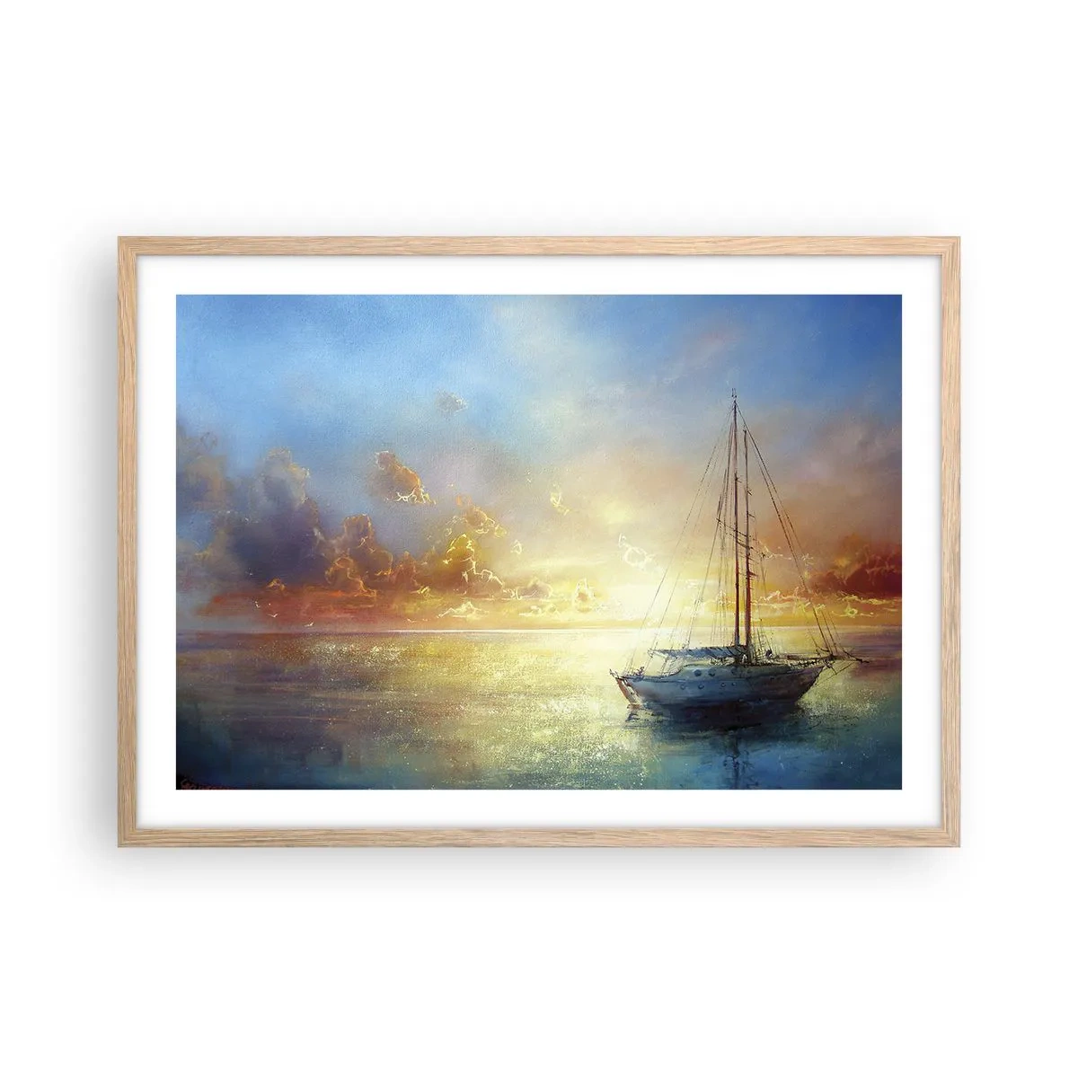 Poster in einem Rahmen aus heller Eiche - In einer goldenen Bucht - 70x50 cm