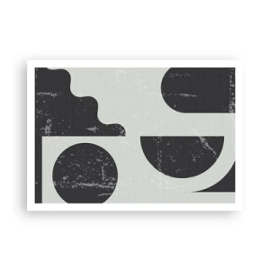 Poster - Geometrische Muster in Schwarz- und Grautönen - 100x70cm - Komposition oben und unten - Moderne Wanddekoration für Wohnzimmer und Schlafzimmer ARTTOR