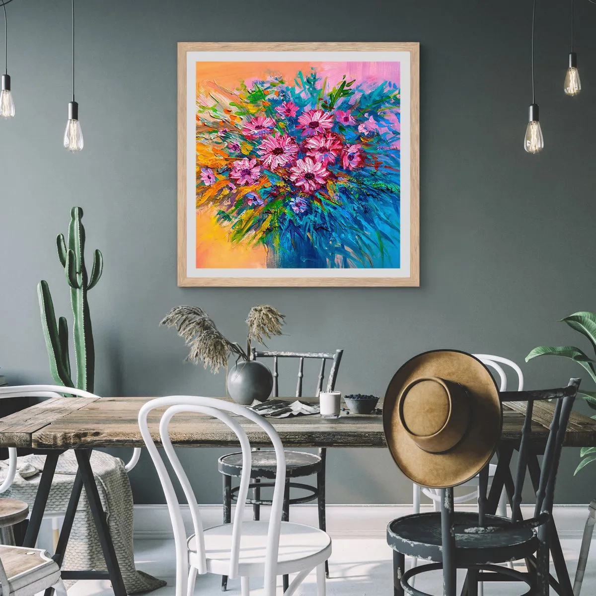 Poster in einem Rahmen aus heller Eiche - Lebensenergie - 30x30 cm