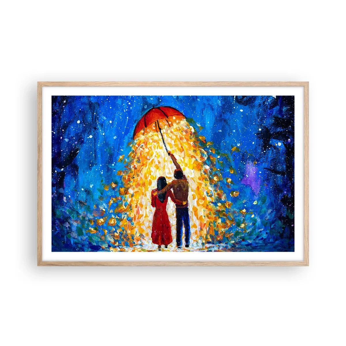 Poster in einem Rahmen aus heller Eiche - Zauber eines Regenabends? - 91x61 cm