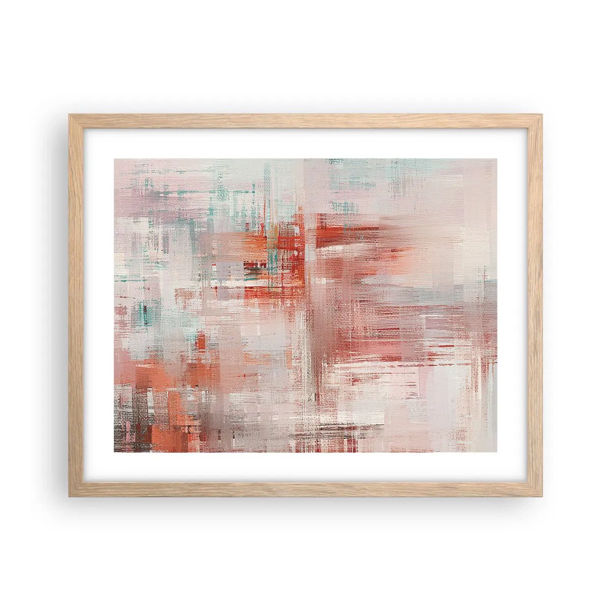 Poster in einem Rahmen aus heller Eiche - Dunstig. Aber rosa - 50x40 cm