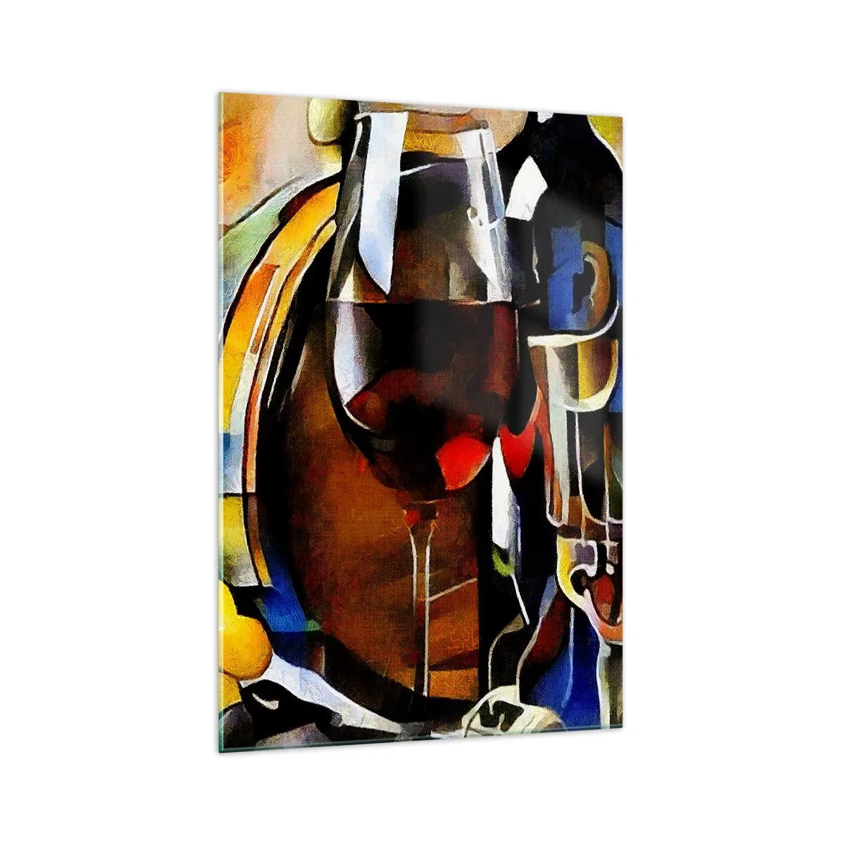 Glasbild - Bild auf glas - Abstraktes Stillleben mit Gläsern und Instrumenten - 70x100cm - Und die Welt nimmt Farben an - Moderne Wanddekoration für Wohnzimmer und Schlafzimmer ARTTOR