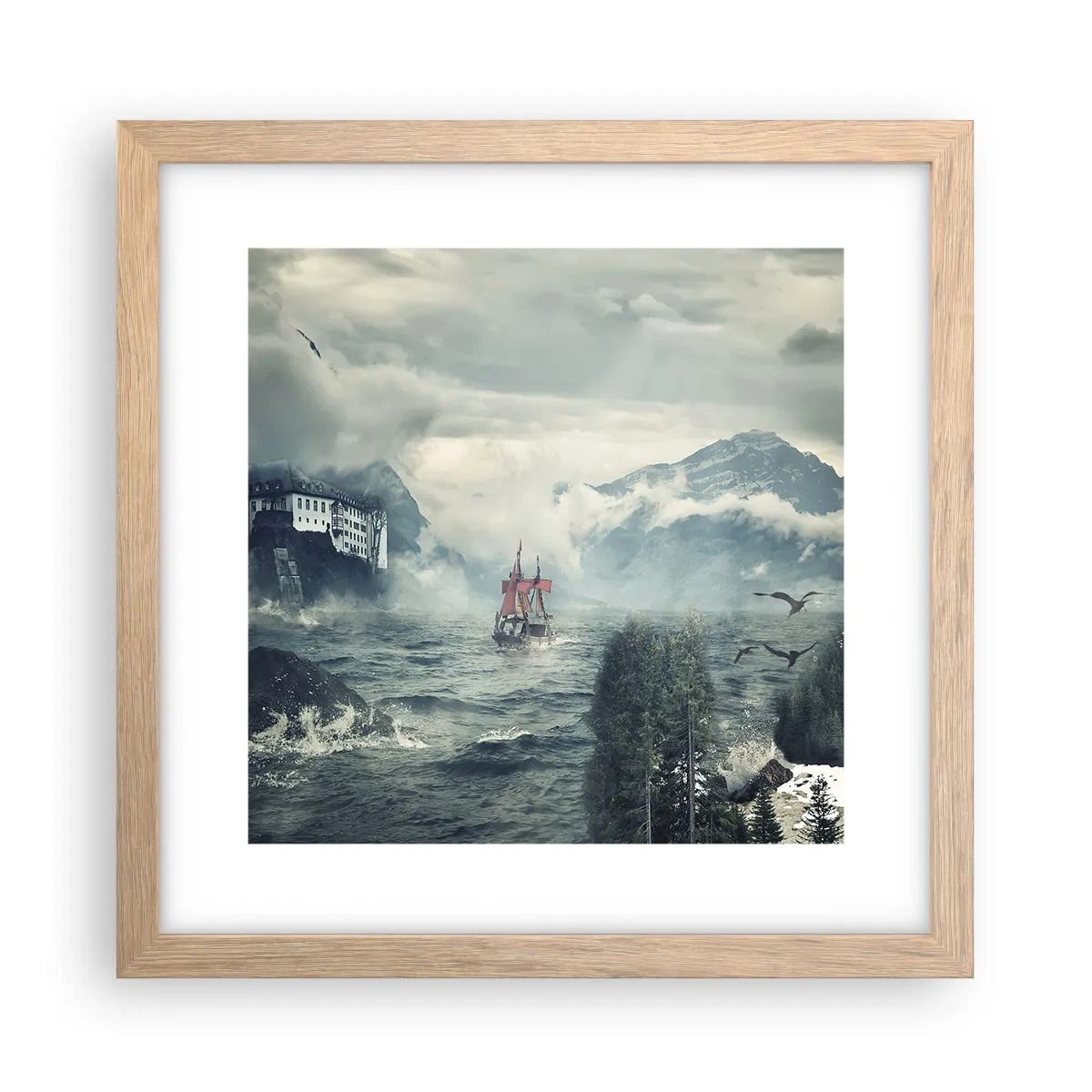 Poster in einem Rahmen aus heller Eiche - In magischen Gewässern - 30x30 cm