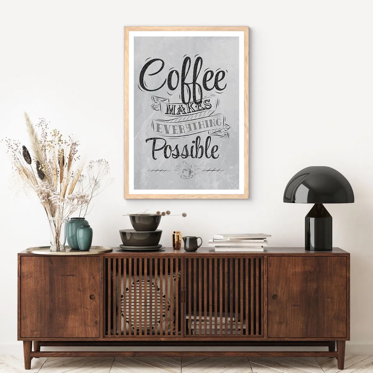 Poster in einem Rahmen aus heller Eiche - Wie kann man Kaffee nicht lieben? - 40x50 cm