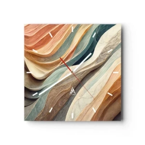 Wanduhr - Glasuhr - Abstrakte Wellen in Pastelltönen - 30x30cm - Moment vor der Veränderung - Moderne Wanddekoration für Wohnzimmer und Schlafzimmer ARTTOR