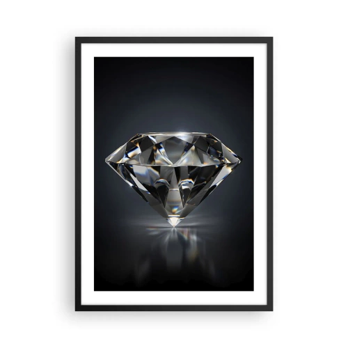 Poster in einem schwarzem Rahmen - Ein glänzender Diamant auf dunklem Hintergrund, der Licht reflektiert - 50x70cm - Beste Freundin - Moderne Wanddekoration für Wohnzimmer und Schlafzimmer ARTTOR