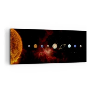 Bild auf Leinwand - Leinwandbild - Das Sonnensystem mit Planeten vor dem Hintergrund des Weltraums - 120x50cm - Unsere Nachbarschaft - Moderne Wanddekoration für Wohnzimmer und Schlafzimmer ARTTOR