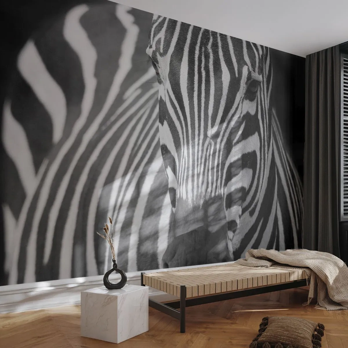Fototapete Standard Eco - Die Welt ist schwarz und weiß - Tiere, Rippen, Schwarz und weiß - 400x280 cm