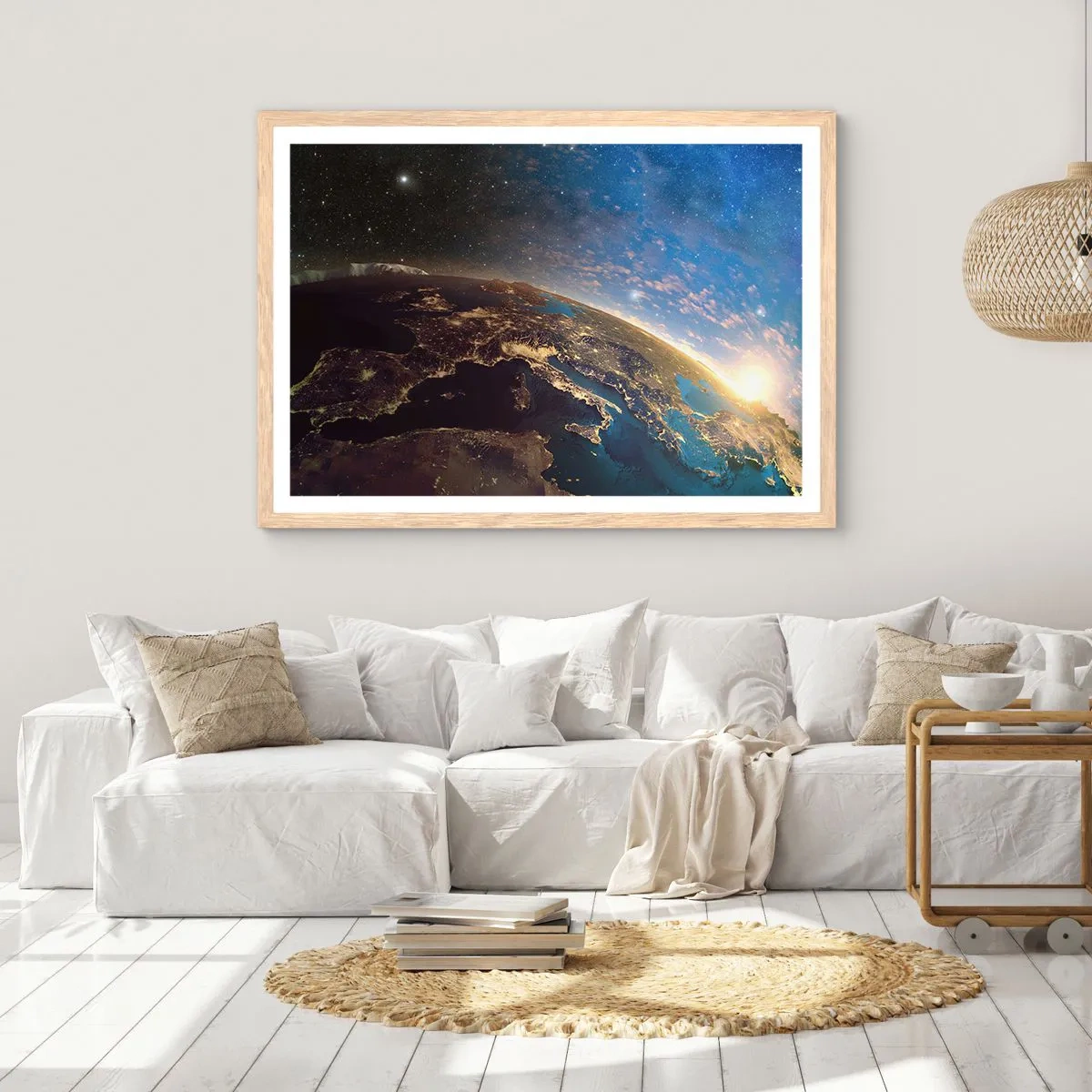 Poster in einem Rahmen aus heller Eiche - Schauen wir uns aus der Ferne an - 100x70 cm