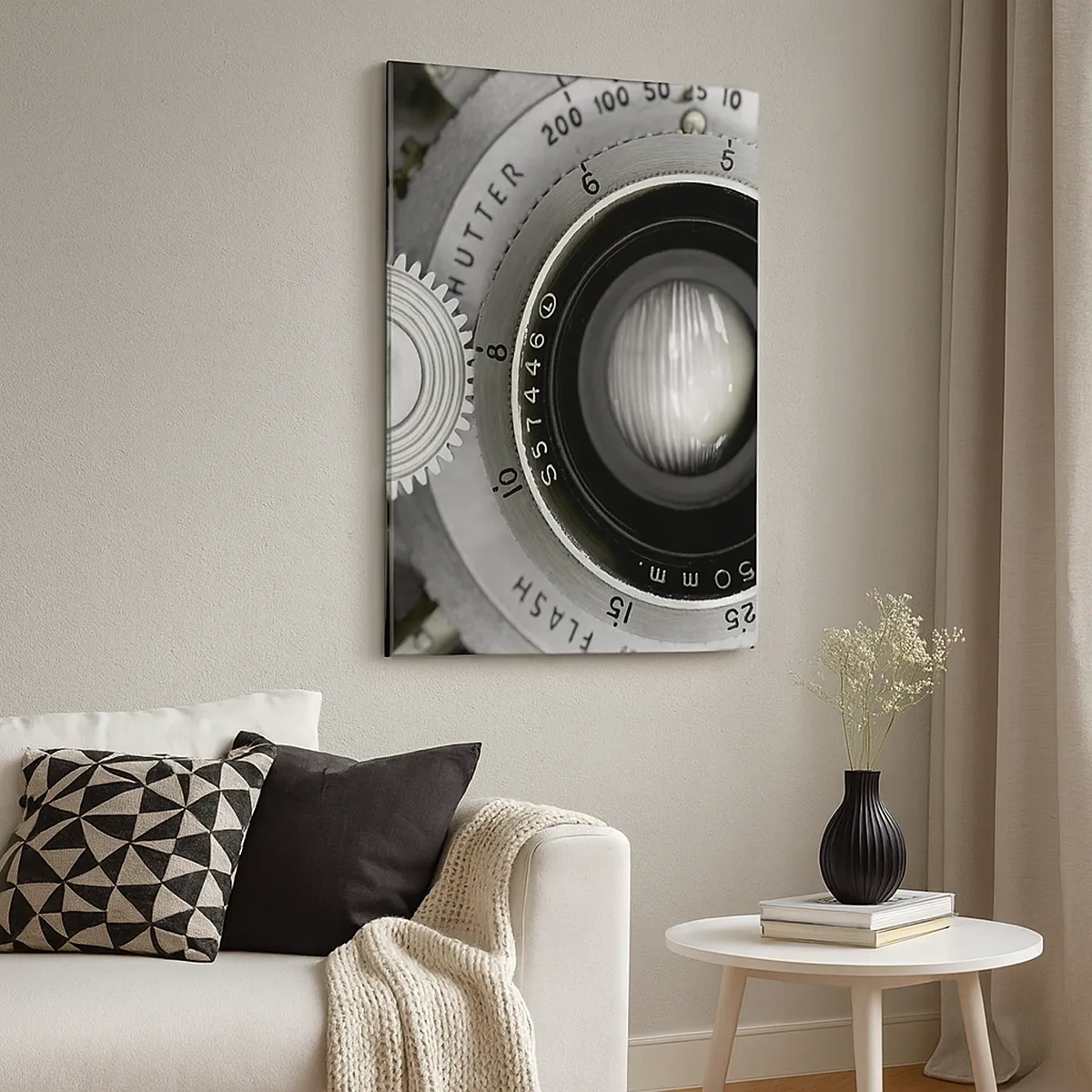 Bild auf Leinwand - Leinwandbild - Das Objektiv einer alten Kamera - 50x70cm - Eine Story über Hollywood - Moderne Wanddekoration für Wohnzimmer und Schlafzimmer ARTTOR