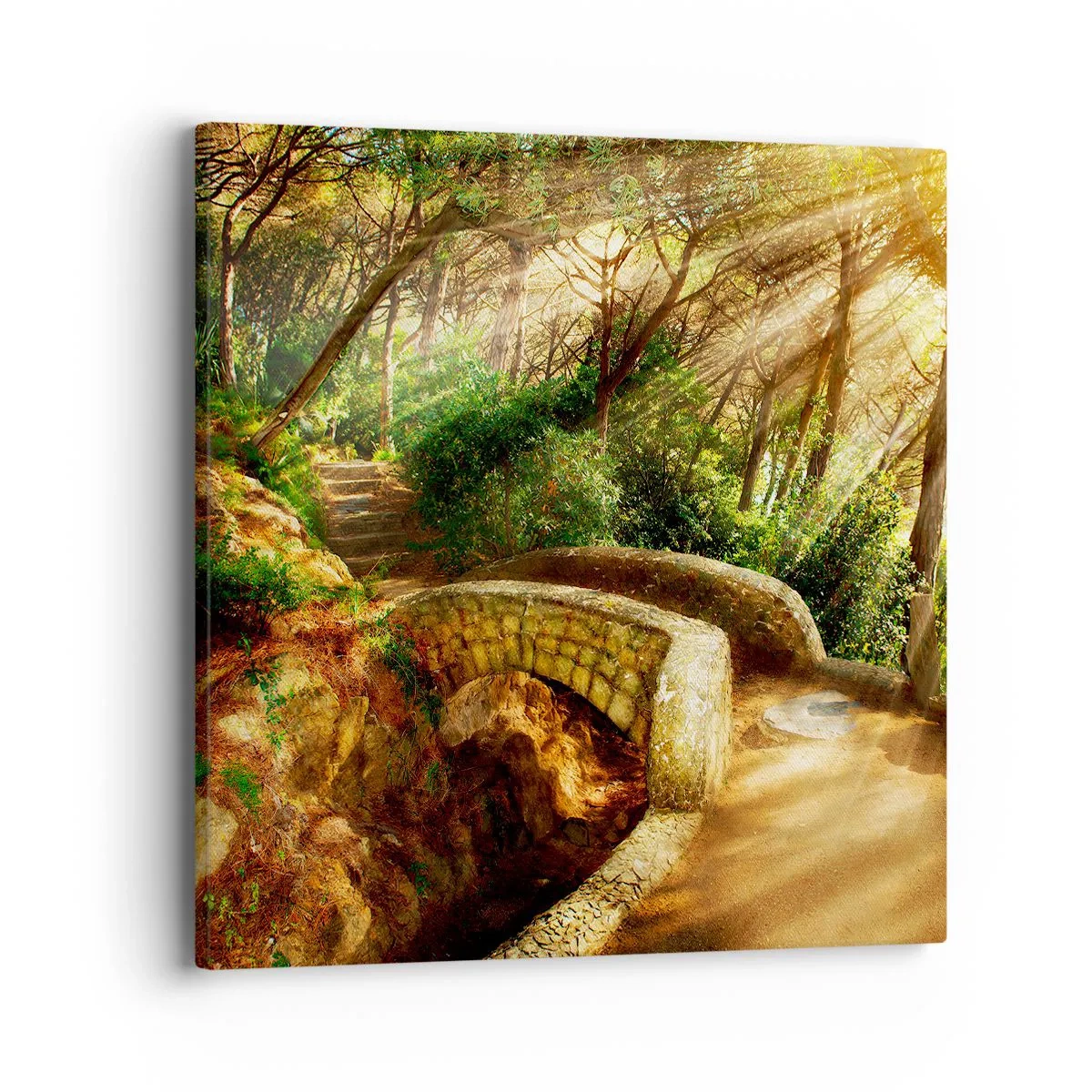 Bild auf Leinwand - Leinwandbild - Direkt von der Brücke in den Märchenwald - 40x40 cm